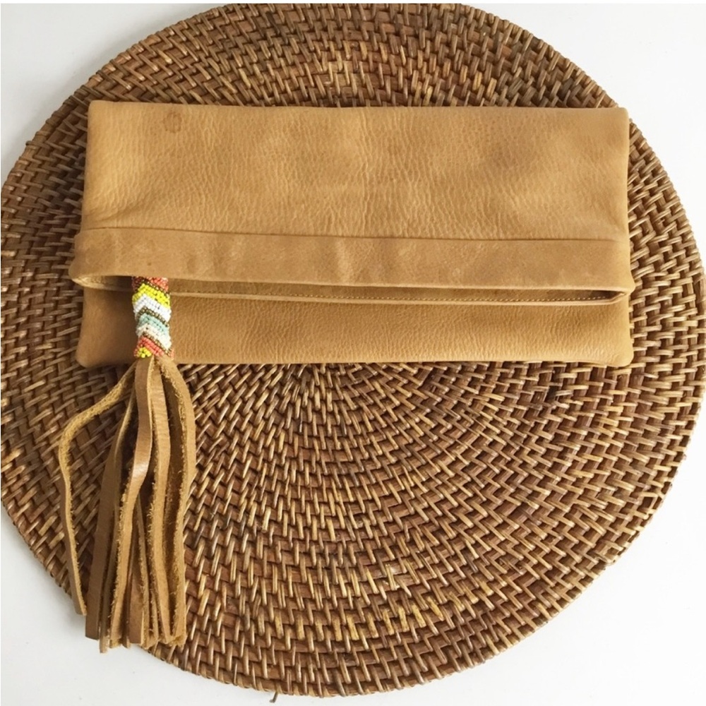 Beautiful Boho Beaded Leather Clutch by Cleobella